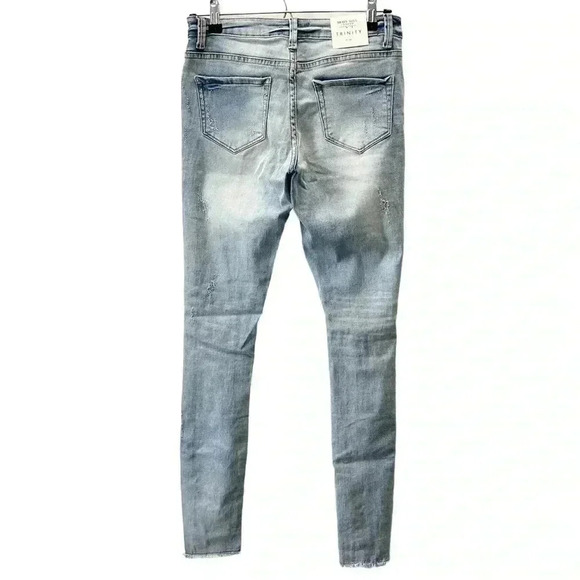 Brave Soul Skinny Jeans Beaded Distressed Denim Stretch Light Blue Size 27 4 NWT - Picture 3 of 16